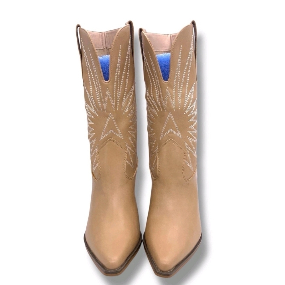 Oasis Society California Women’s Tan Beige Cowboy Boots Size 9 - Picture 6 of 9